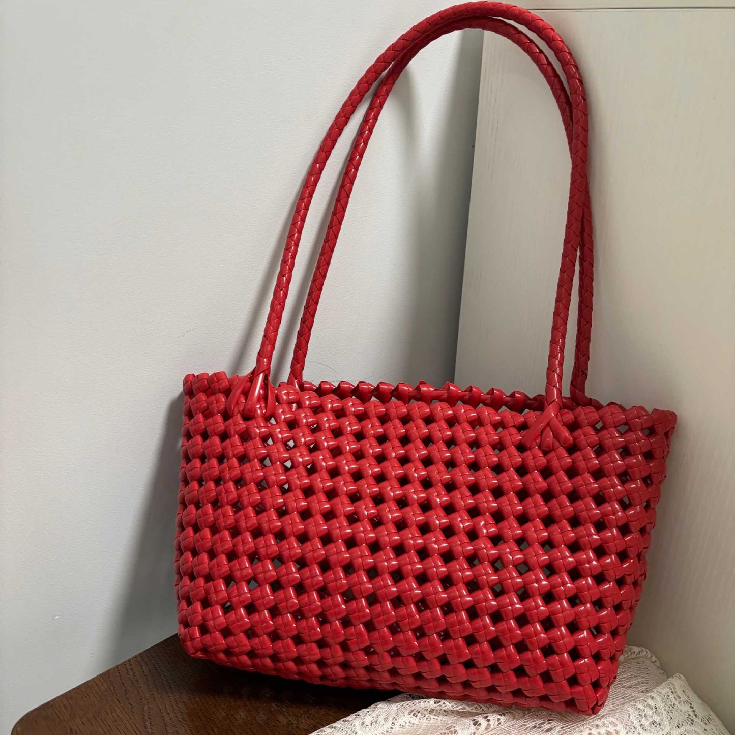 Plastic Woven Finished Korean Simple Seaside Holiday Niche Vegetable Women's Handbag