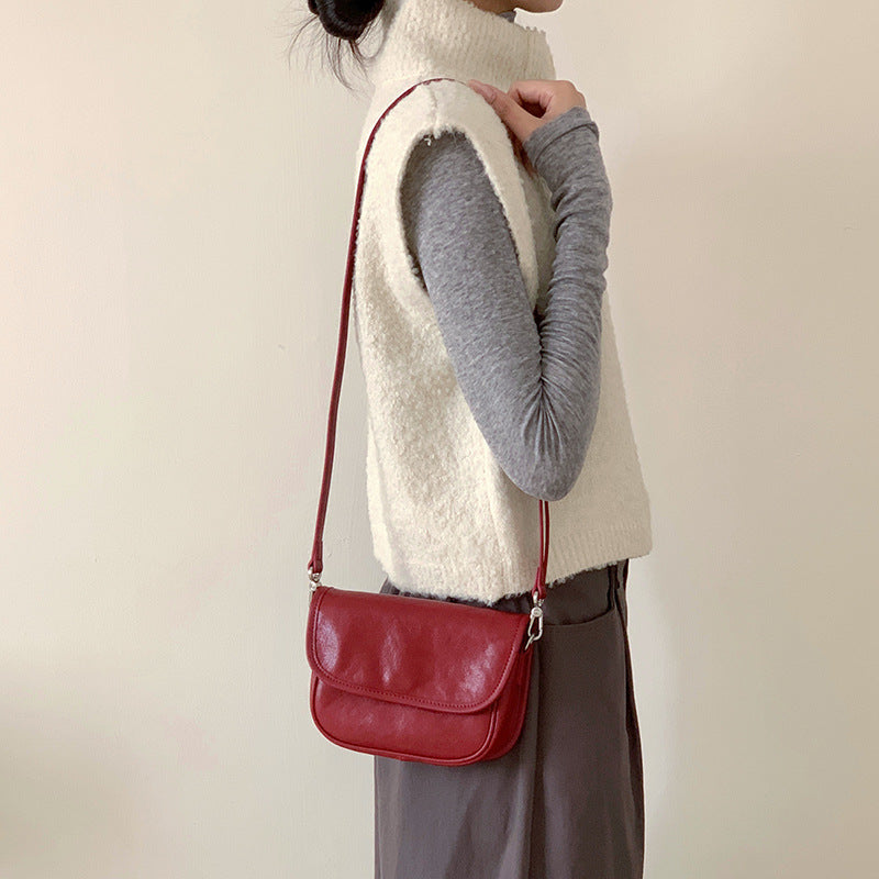 First Layer Vegetable Tanning Leather Saddle Style Retro Female Bags