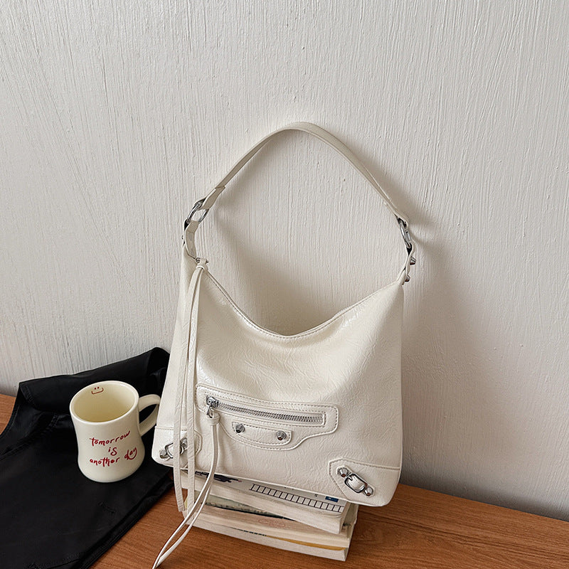 Women's Spring Retro Minority Underarm Fashion Soft Surface Simple Large Bucket Bags
