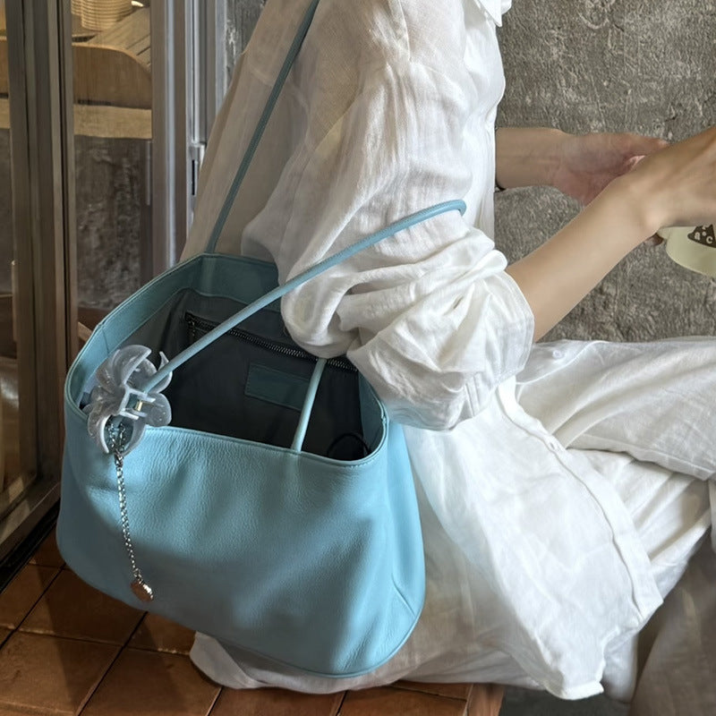 Leather Minimalist Top Layer Cowhide Large Shoulder Bags