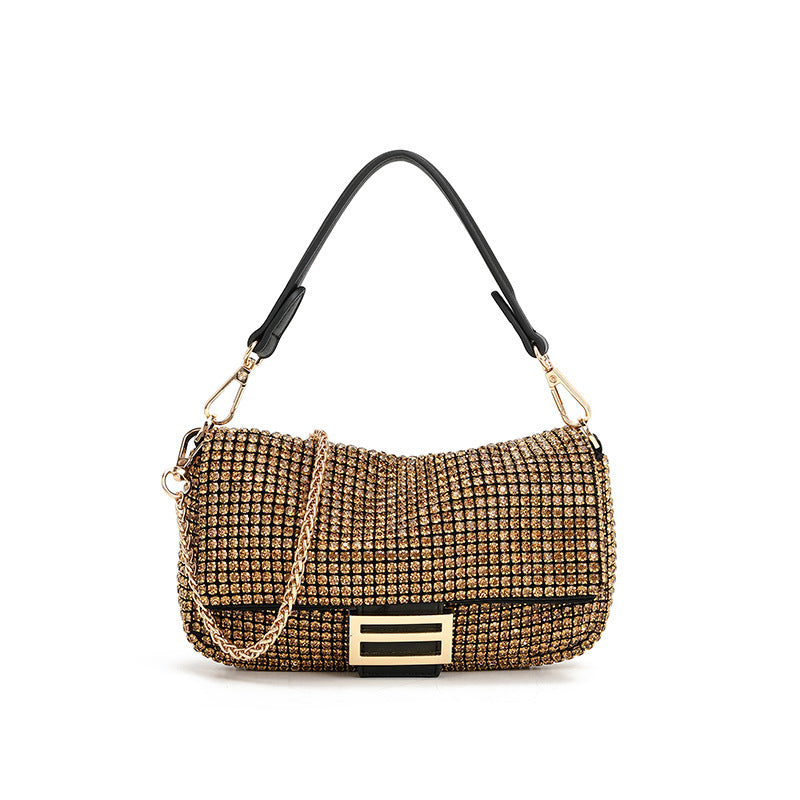 Rhinestone Flip Underarm Full Diamond Hand Holding Chain Bags