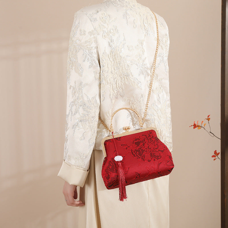 Chinese Style Red Bridal Wedding Classy Mom For Cheongsam Women's Shoulder Bag