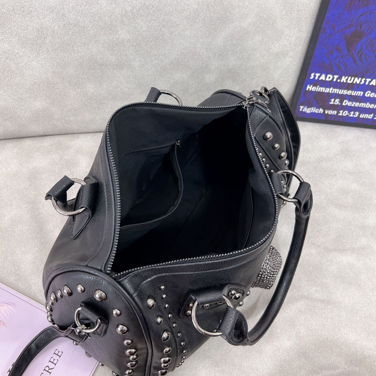 Women's Punk Rivet Black Skull Pillow Halloween Bags