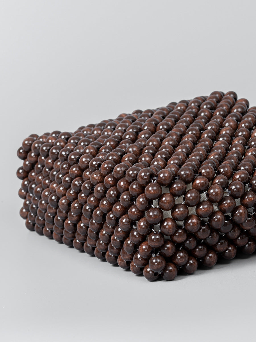 Women's Summer Niche Design With Wooden Beads Decoration Bags