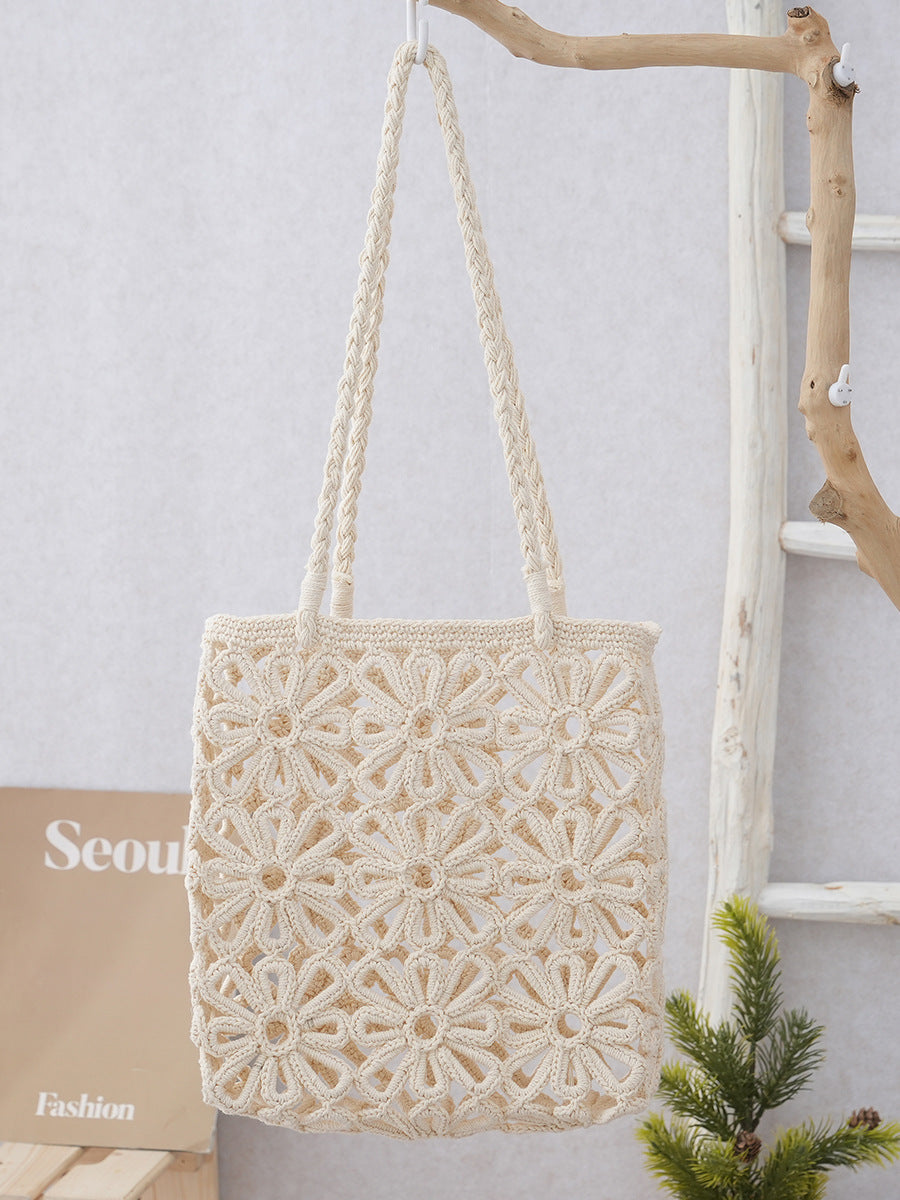 Women's Thread Woven Hollow Flower Handmade One Portable Seaside Women's Shoulder Bag