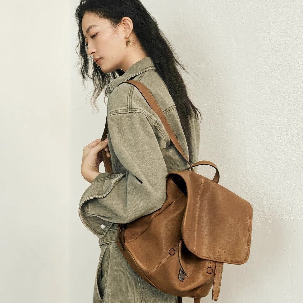 Series Vegetable Tanned Sheepskin Horizontal Board Leisure Backpack