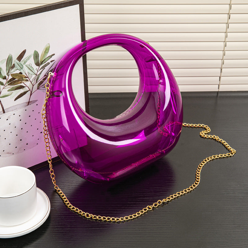 Cool Crescent Gold Sier Makeup Acrylic Dinner Bag