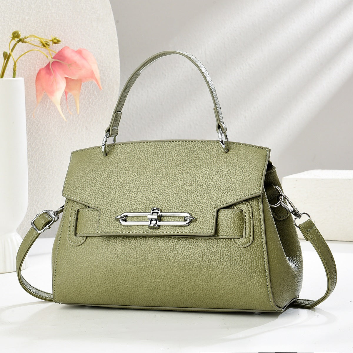 Women's One Fashion Portable Soft Leather Commuter Bucket Bags