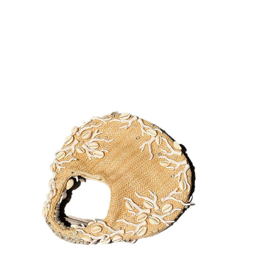 Elegant Shell Coral Straw Hand-woven Vacation Style Gentle Women's Handbag