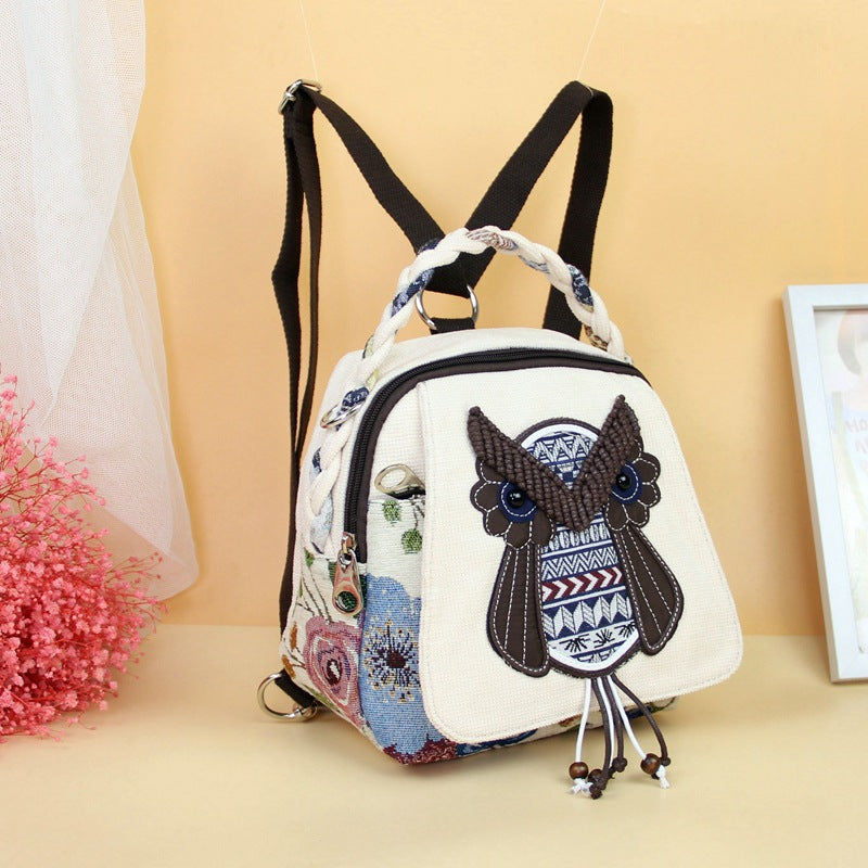 Hand-woven Owl Fresh Portable Fabric Ethnic Women's Messenger Bag