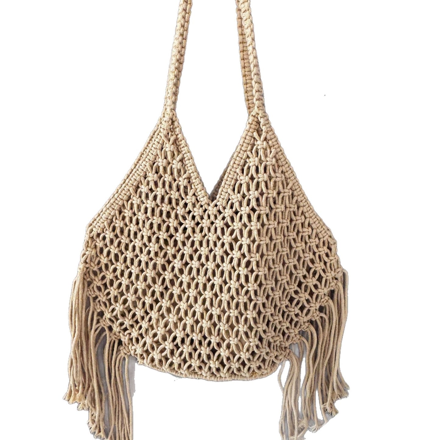 Women's Beach Vacation Tassel Hollow Woven Large Bags