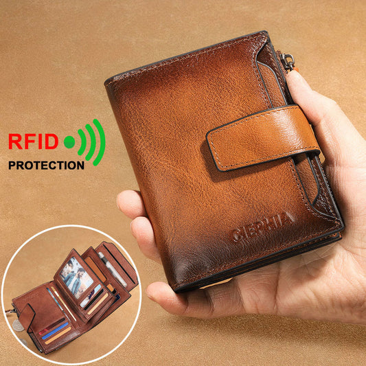 Innovative Men's Retro Leather Swiping Zipper Men's Wallet
