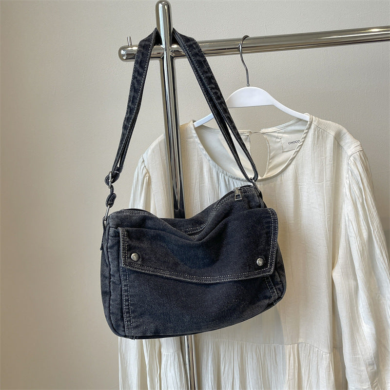 Niche Geometric Denim Pillow Retro Fashion Women's Messenger Bag