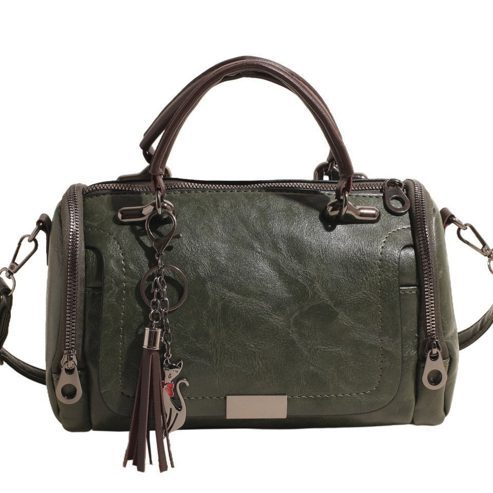Women's Fashion Retro Large Capacity Soft Leather Boston Women's Shoulder Bag