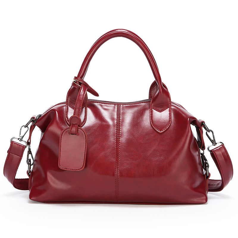 Women's Soft Leather Large Capacity Mom Boston Portable Commuter Women's Messenger Bag