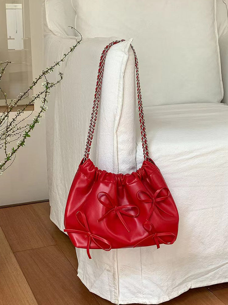 Korean Style High-grade Knot Chain Cute Soft Leather Women's Shoulder Bag