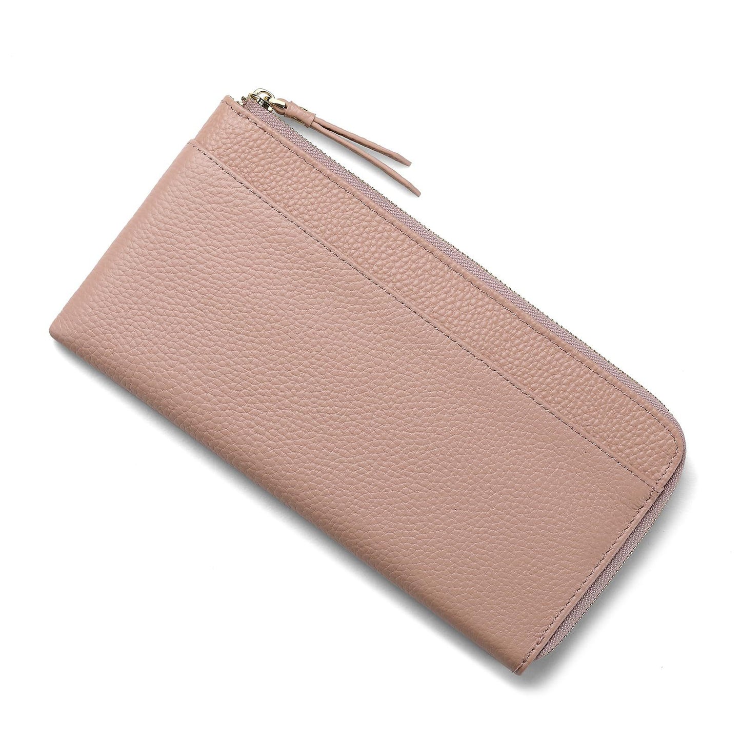 Women's Genuine Leather Litchi Pattern Zipper Fashion Long Change Bags