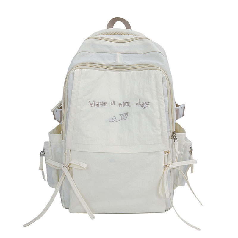 Women's Large Capacity Solid Color Simple Junior College Student Schoolbag