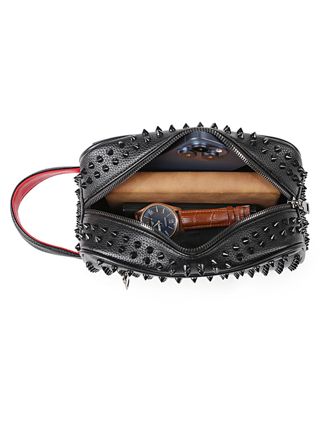 Men's Fashion Locomotive Style Rivet High-grade Out Wash Men's Clutch