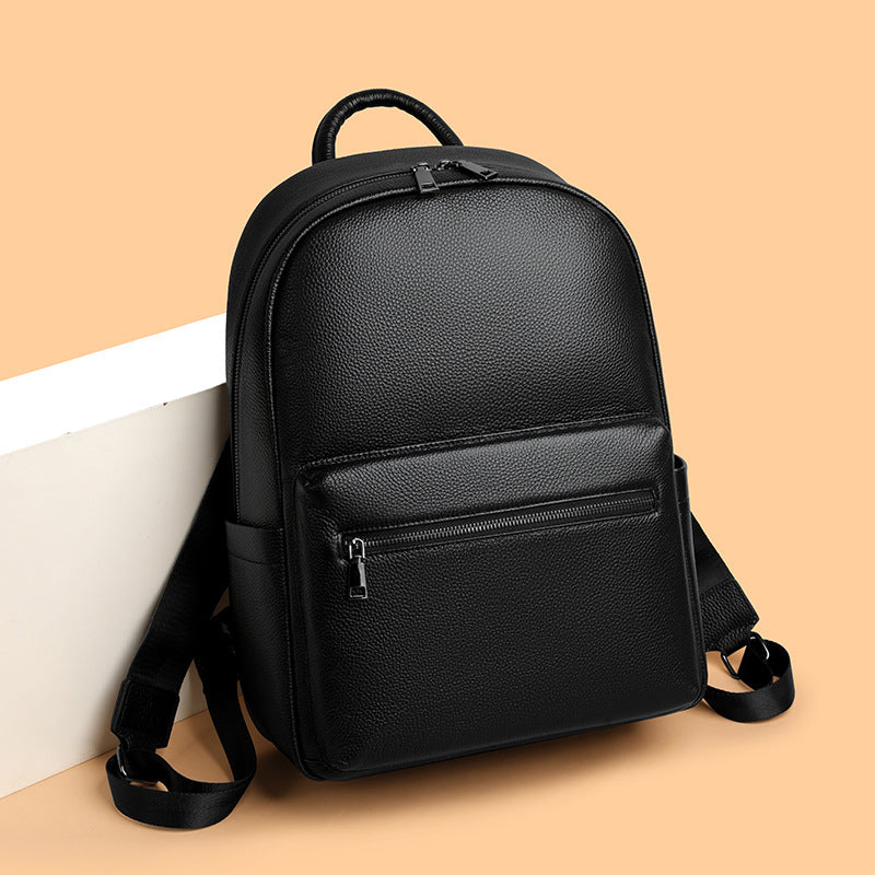 Women's & Men's First Layer Leather Genuine Trip Commuter Business Backpack