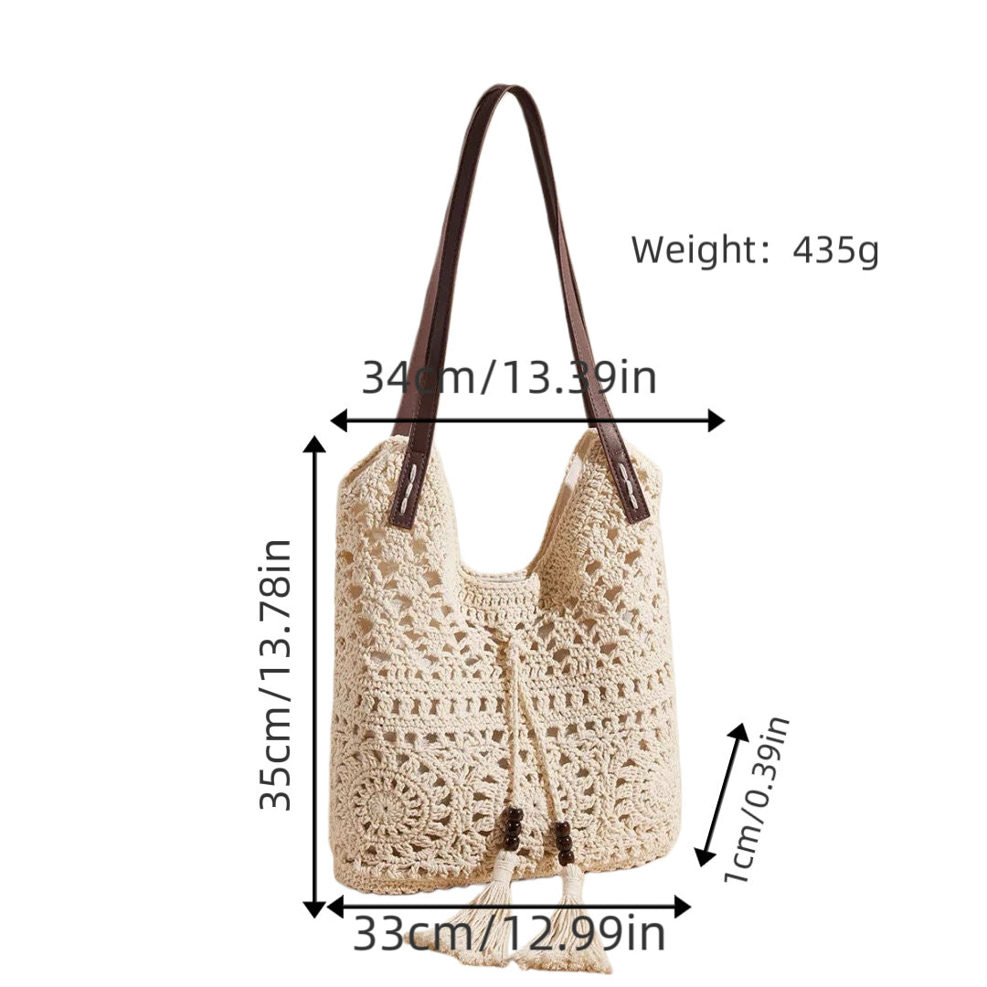Women's Fashion Large Capacity Cotton Thread Woven Bags