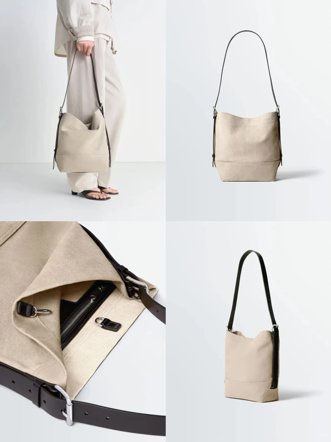 Women's & Men's Large Capacity Canvas Distressed Fabric For Hobo Women's Shoulder Bag