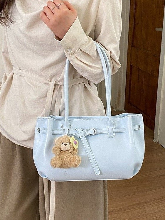 Women's Korean Style Simple Solid Color Large Capacity Stylish Good Texture Leisure Backpack