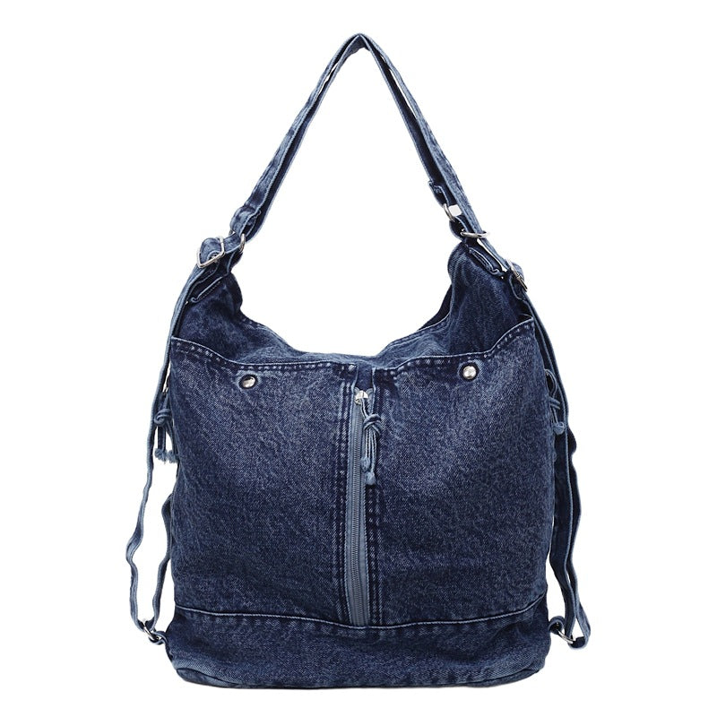 Women's Denim For Korean Style Idle American Retro Leisure Backpack