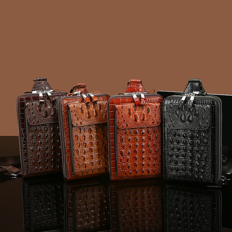 Men's Retro Fashion Crocodile Pattern Personality Multifunctional Shoulder Bags