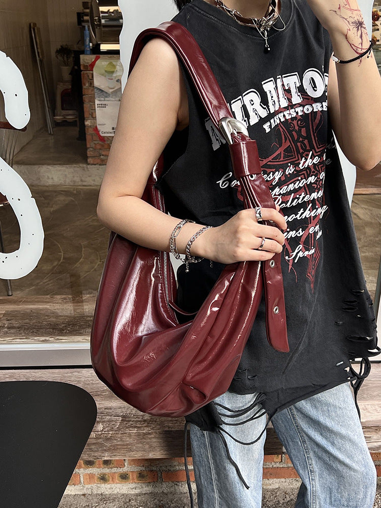 Women's Ge Trendy Large Pin Soft Leather Capacity Shoulder Bags