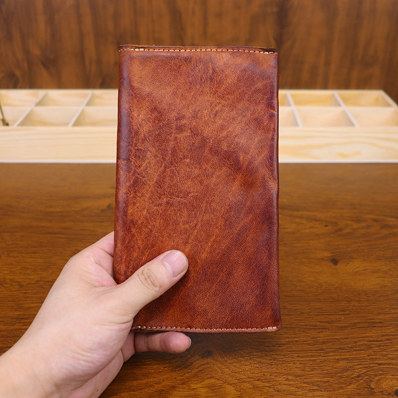 Men's Hand-rub Color Distressed Leather Passport Wrapper Document Business Fashion Men's Wallet