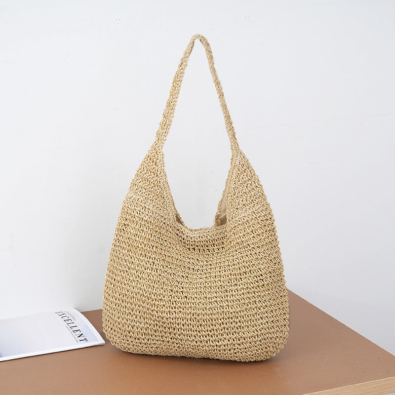 Women's Large Capacity Straw Woven Leisure Beach Vacation Portable Bags