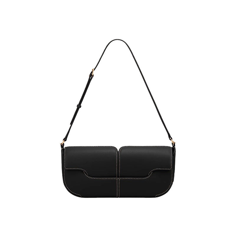 Casual Baguette Smooth Cowhide Portable Underarm Women's Shoulder Bag