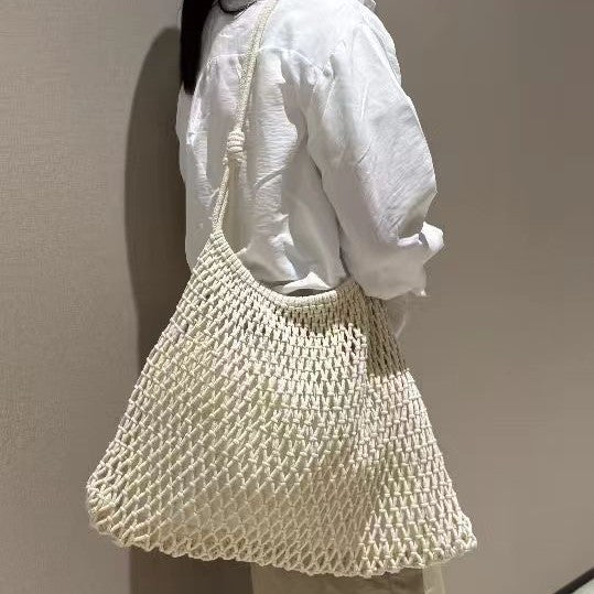 Hand-woven Fishing Net Hollow Mesh Large Capacity Totes Bags