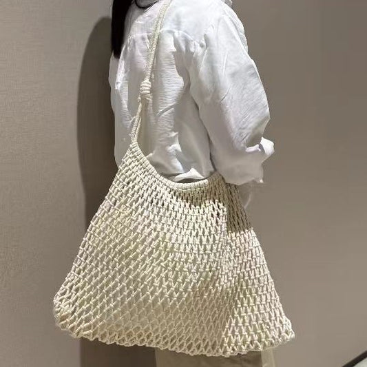 Hand-woven Fishing Net Hollow Mesh Large Capacity Totes Bags