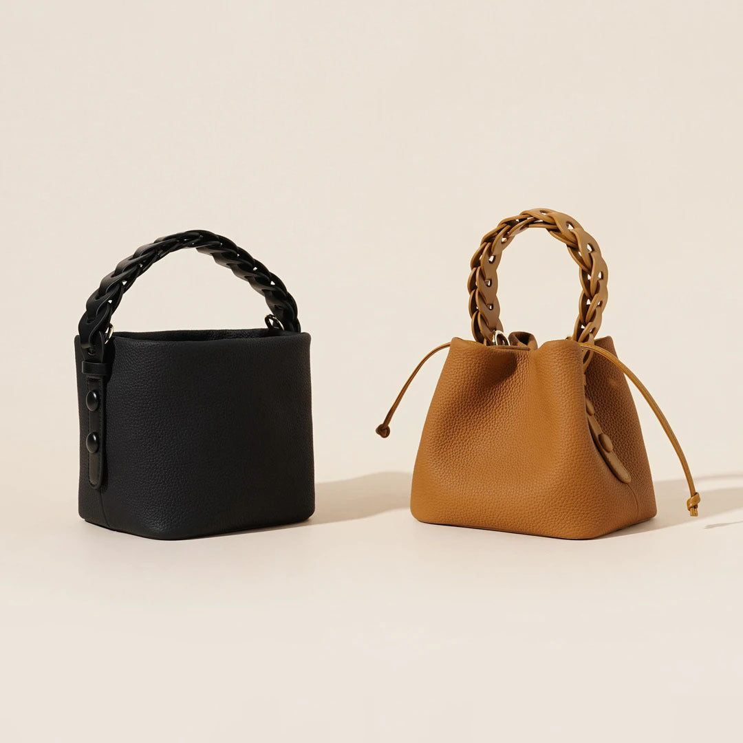 Women's First Layer Cowhide Vegetable Basket Portable Women's Handbag