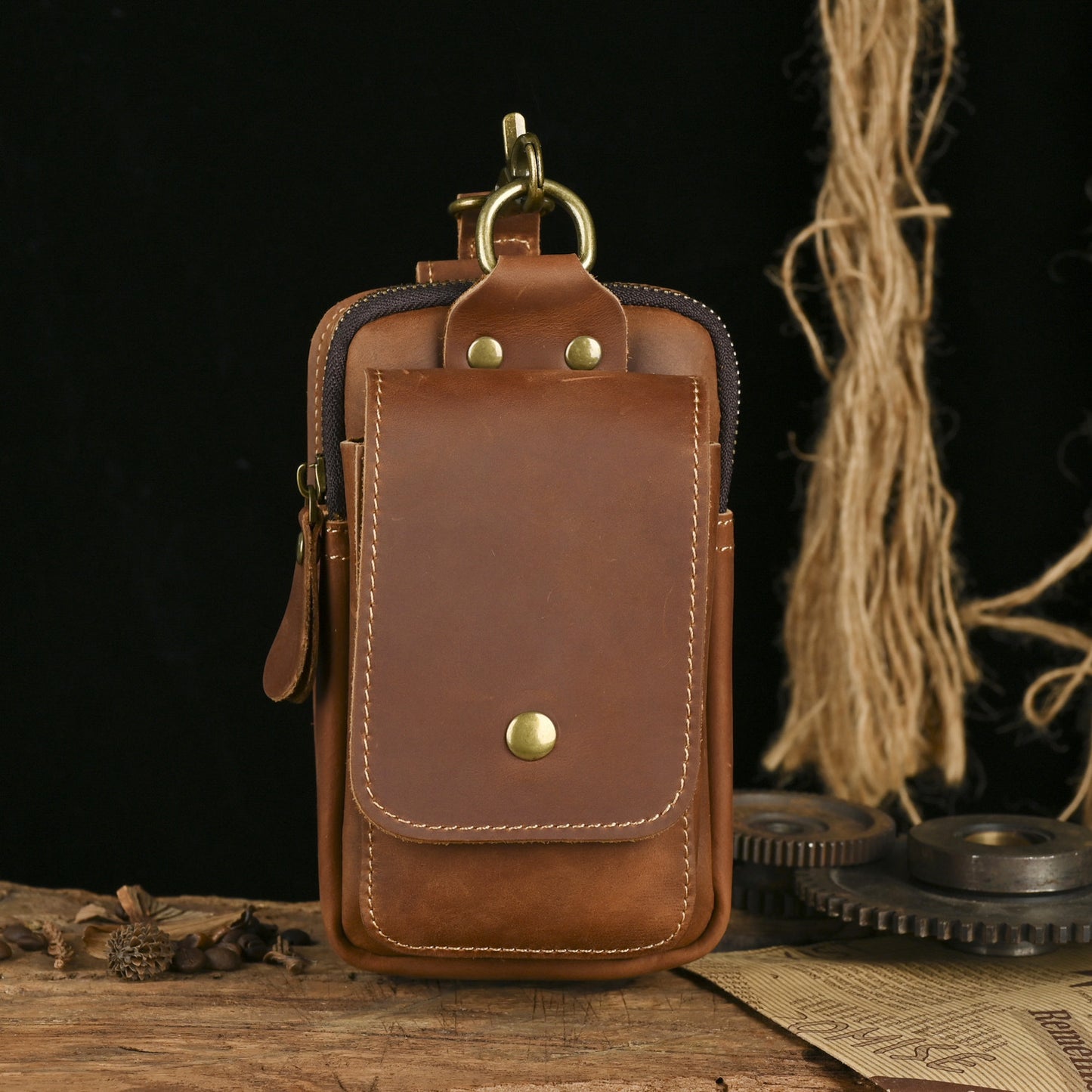 Leather First Layer Cowhide Wear Hanging Phone Bags