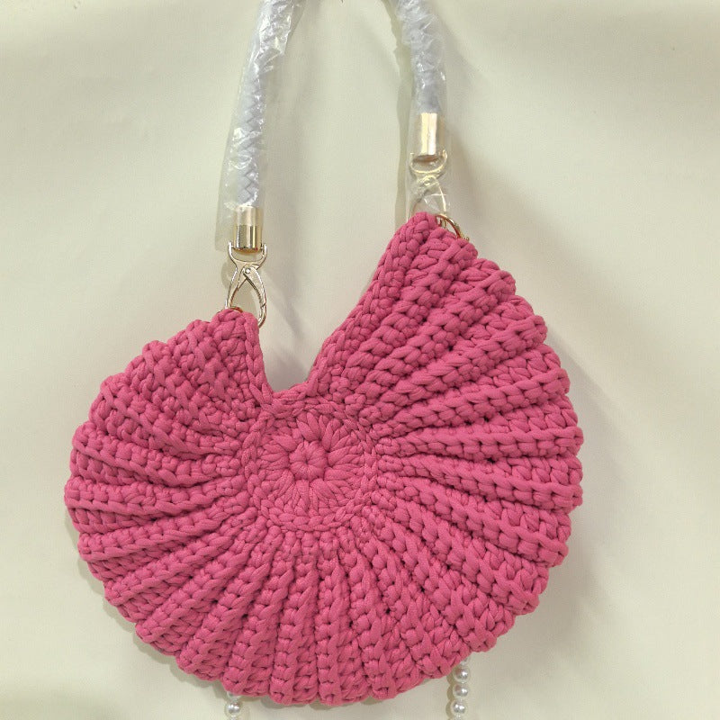 Woven Pearl Chain Candy Color Fashion Simple Conch Shell Women's Messenger Bag