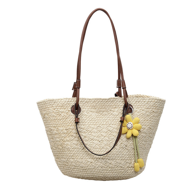 Summer Straw Woven Lightweight Seaside Vacation Weaving Tote Bag