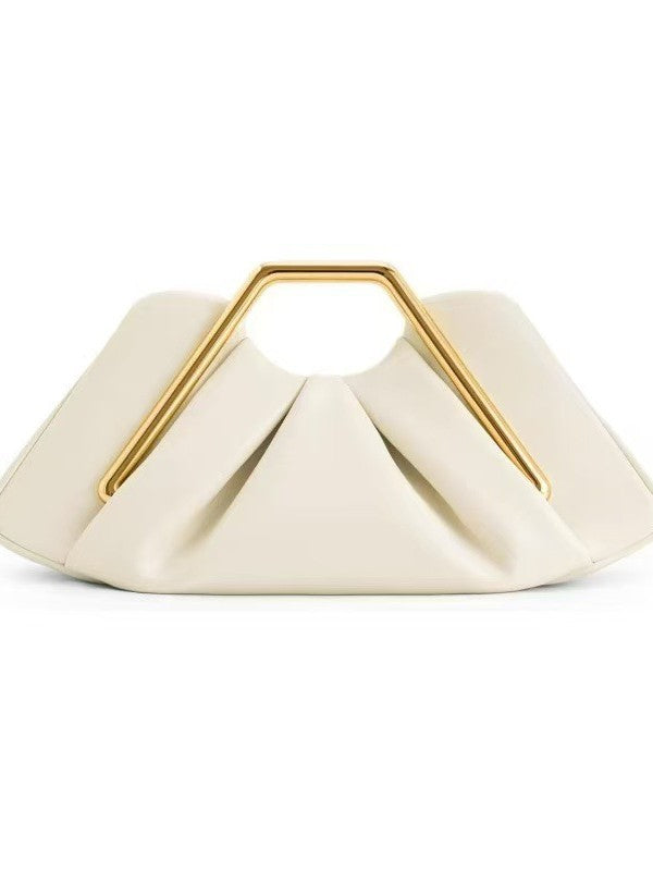 Women's Western Style Pleated Cloud Vintage Frame Clutch Winter Dinner Bag