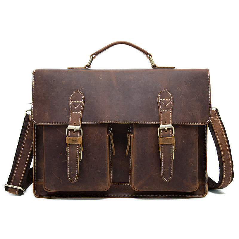 Men's Leather Fashion Crazy Horse First Layer Cowhide Men's Shoulder Bag