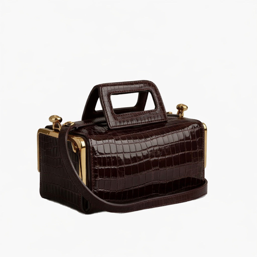 Women's Bilateral Clip Crocodile Pattern Frame Fashion Women's Handbag