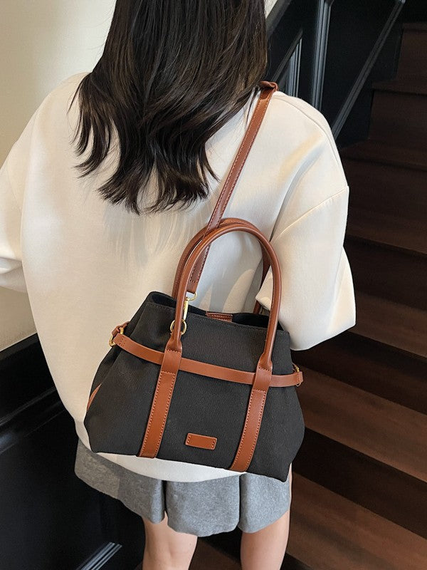 Classic Women's Retro Contrast Color Canvas Women's Messenger Bag