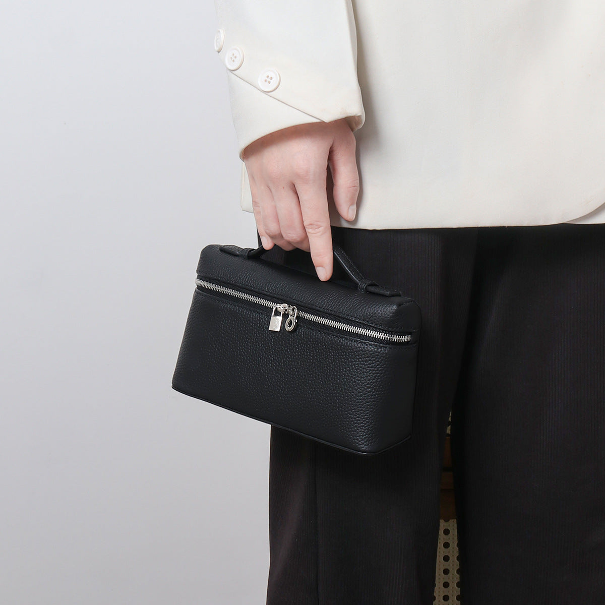 Women's Layer Cowhide Lunch Box Genuine White Women's Leather Bag