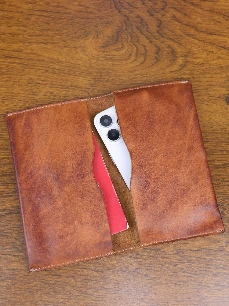Men's Hand-rub Color Distressed Leather Passport Wrapper Document Business Fashion Men's Wallet