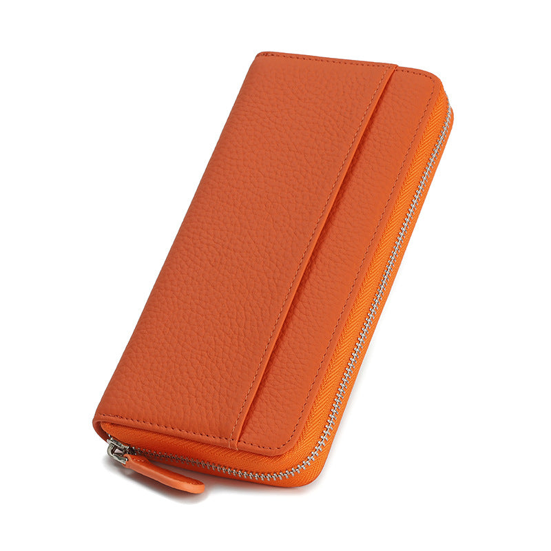 Women's Long Leather Organ Clutch Large Capacity Ladies Wallet