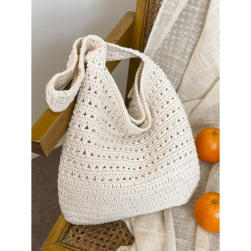 Lazy Beach Artistic Sense Woven Large Capacity Women's Shoulder Bag