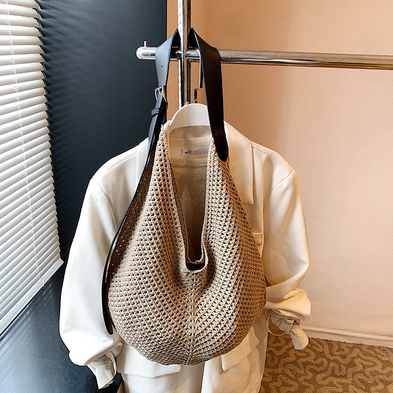 Style Hollow Out Stitching Woven Summer Leisure Vacation Women's Shoulder Bag