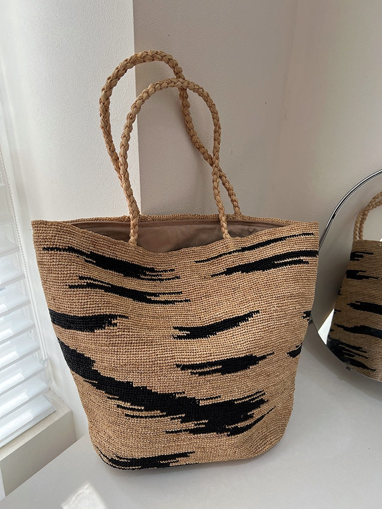 Raffia Hand-woven Hat Female Summer Seaside Vacation Beach Large Shoulder Bags