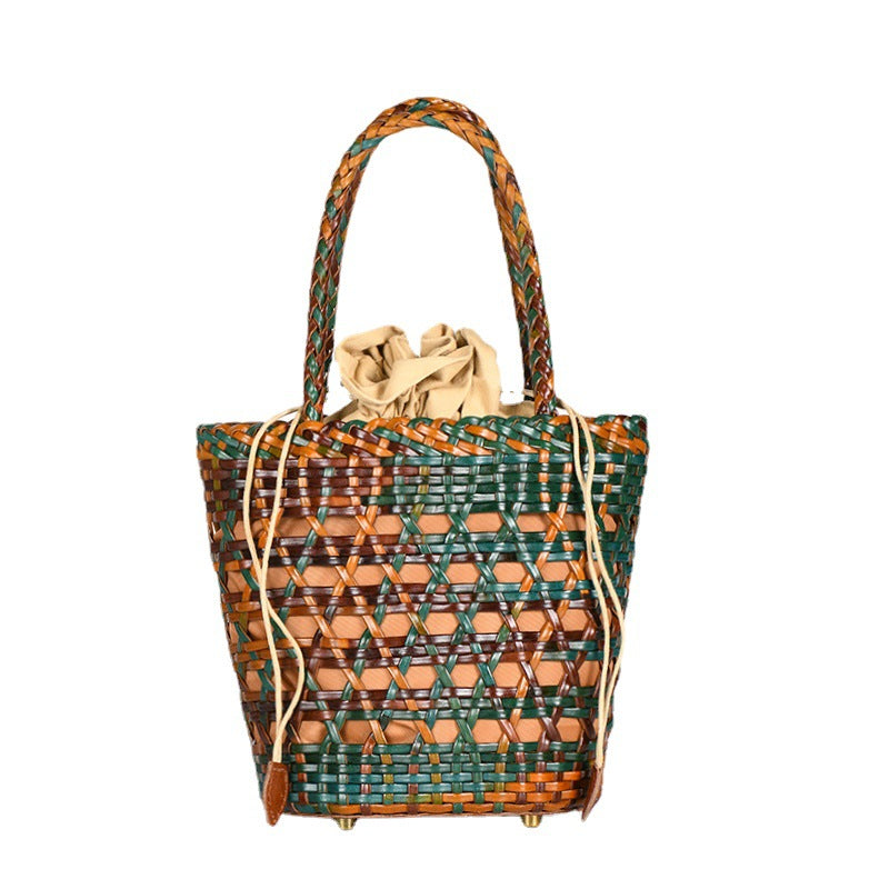 Hand-woven Authentic Leather Hollow Out Vegetable Basket Personality Women's Messenger Bag